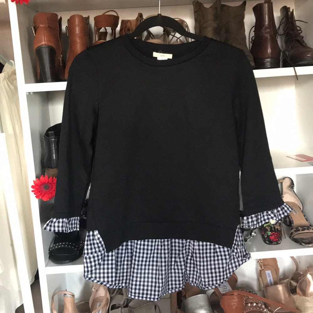 Sweater with peekabo gingham detail